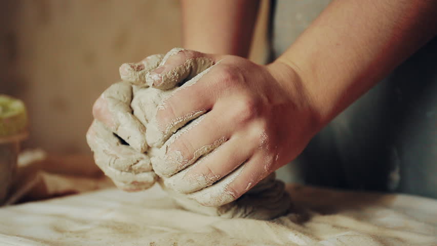 pottery making concept potter hands knead Stock Footage Video (100% ...