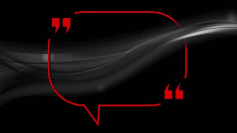 Quote speech bubble abstract animated background with black smooth blurred waves. Motion graphic design video clip Ultra HD 4K 3840x2160