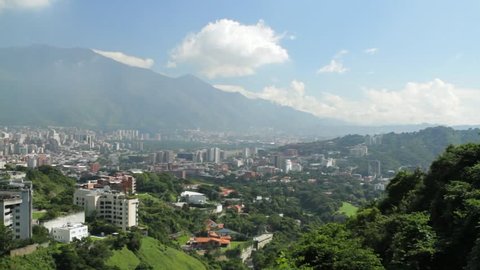 Panning of Caracas and Avila mountain.