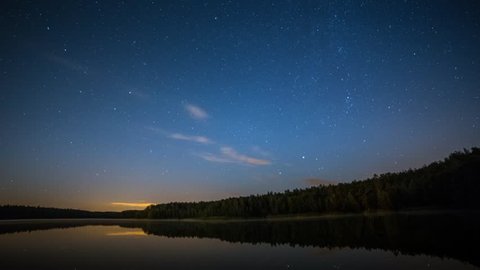 Starry night timelapse - Ursa Major moves across the sky at summer night wit Perseids shower