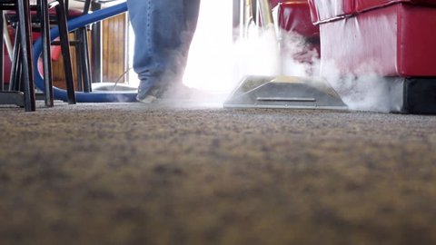 Commercial carpet and tile steam cleaning service business. Cleaning restaurant from Coronavirus Covid19 infection. Commercial cleaning to keep people safe in pandemic.