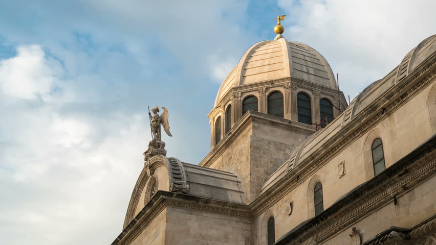 Time Lapse of St James Cathedral, Sibenik, Croatia - St James cathedral is monument of the Renaissance listed as UNESCO world heritage. It is the landmark and travel destination of Sibenik, Croatia.