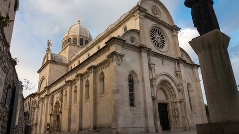 Time Lapse of St James Cathedral, Sibenik, Croatia - St James cathedral is monument of the Renaissance listed as UNESCO world heritage. It is the landmark and travel destination of Sibenik, Croatia.