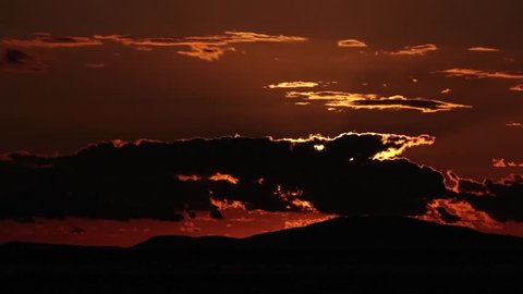 Dark Night Beautiful Golden Sunset Sea Islands Clouds 1