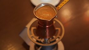 Making Turkish coffee indoors,full hd video