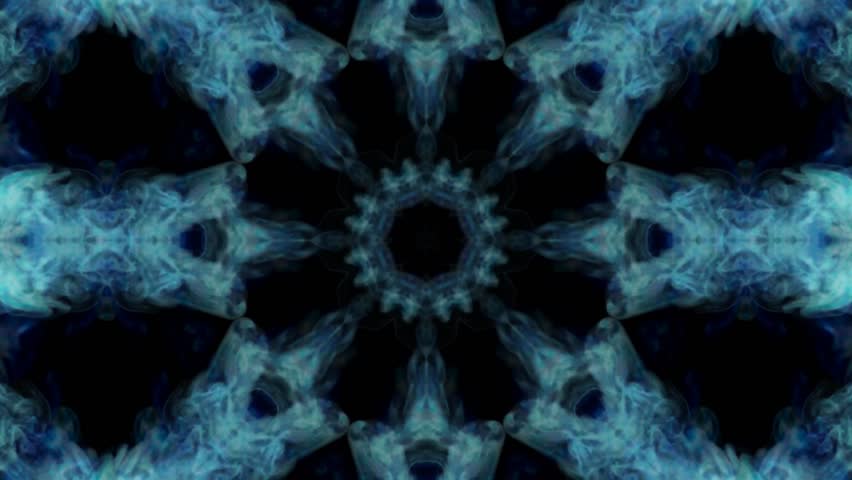 Abstract blue fire on black background with alpha channel: ink, fire or smoke flows is kaleidoscope or Rorschach inkblot test in slow motion. Blue Fire or Ink. Can be used as Looped background. V1 | Shutterstock HD Video #1007494198