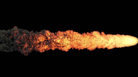 High detailed meteor or asteroid trail fire and smoke, with alpha mask. Ready for compositing (4k, 3840x2160, ultra high definition) high detailed smoke