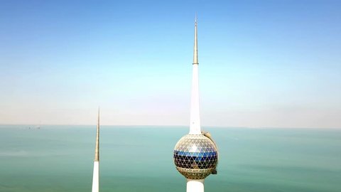 Kuwait city, Kuwait/ Kuwait - 02 14 2018 : Kuwait towers  top down view