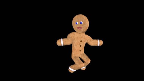 Gingerbread Twist Dancer - Milky Light - Transparent Loop - Funny gingerbread man dancing twist for various holiday and special event projects as cycling 3D animation character with alpha channel.
