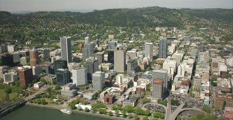 Aerial view of downtown Portland, Oregon.