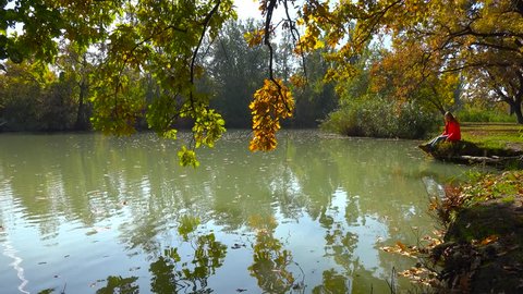 Autumn landscape at the lake near Krasnodar. Russia. 