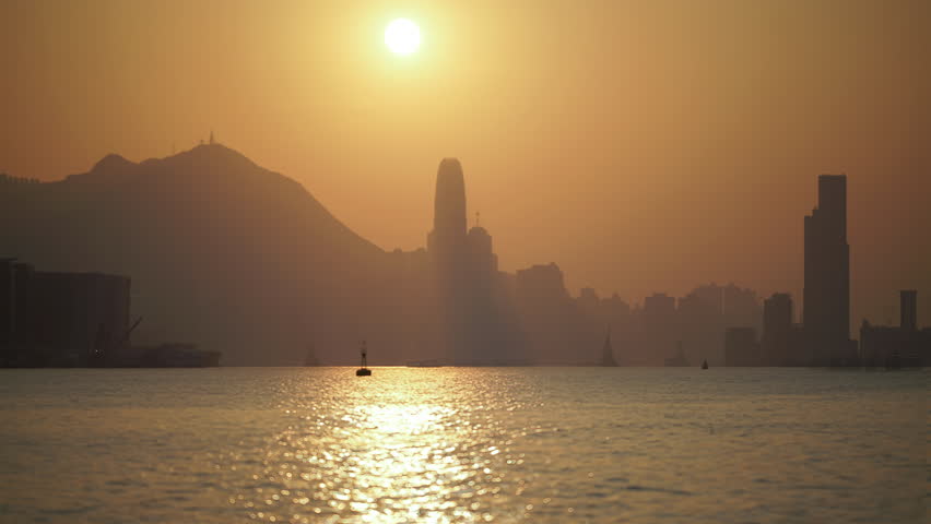 Hong Kong Sunset Time Day to Night,Timelapse.