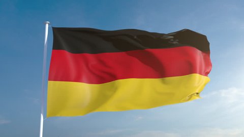 50fps Germany seamless looping flag in 4k, alpha channel included as matte. Beautiful detailed fabric waving in the wind. 4k. Slow motion in 25fps
