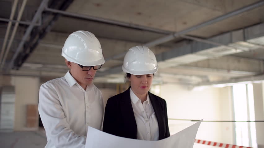 Two Engineers Meet at Construction Stock Footage Video (100% Royalty