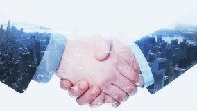 Double Exposure Handshake Businessman on Cityscape - Powered by Shutterstock - Get 15% off with code: PIKWIZARD15