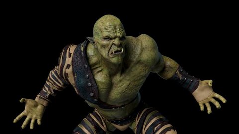 old orc is angry 3d animation