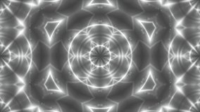 Abstract background with VJ Fractal silver kaleidoscopic. 3d rendering digital backdrop. 4k animation
