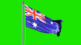 Waving Australia flag isolated on green screen video. Australia flag video