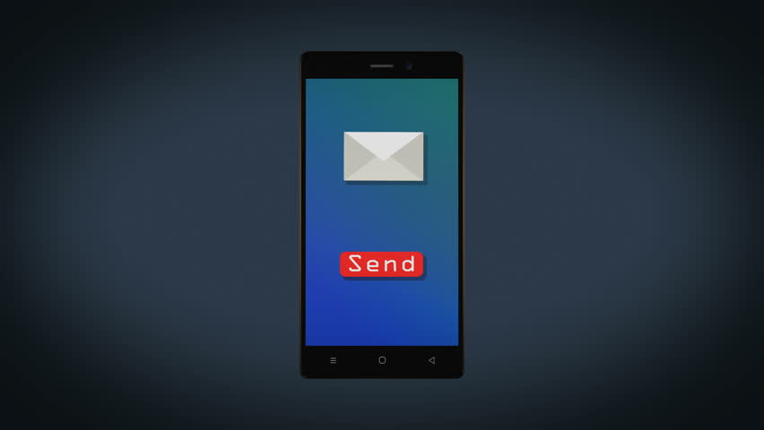 Stylish Phone send Mail, Newsletter,Social Media or viral Message via Touch Animation into an inbox Loop 4K Royalty-Free Stock Footage #1007621761