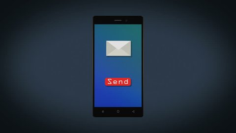 Stylish Phone send Mail, Newsletter,Social Media or viral Message via Touch Animation into an inbox Loop 4K