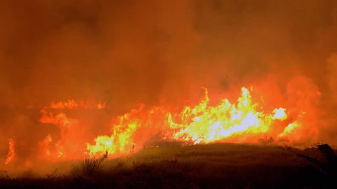 Fierce bush fires endanger at night ( close up)