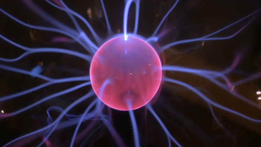 Close up view of plasma ball with many energy rays inside. Electricity and physics concept Royalty-Free Stock Footage #1007641888