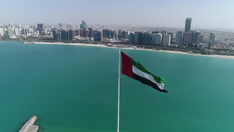 View of city and sea from height in Abu Dhabi