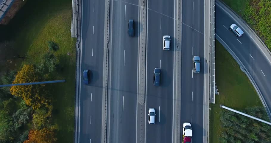 Overhead Drone Shot Of Highway Royalty-Free Stock Footage #1007645656