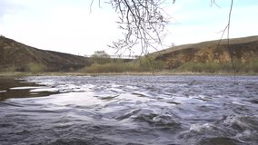 Powerful river stream at spring, 4K ultra hd video footage