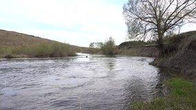 Rapids on river at spring, 4K ultra hd video footage