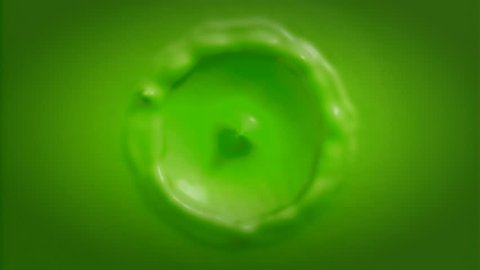 4k green paint drop falling in slow motion in green paint and making beautiful crown splash, top view (uhd 3840x2160, ultra high definition, 1920x1080, 1080p) Stock Video