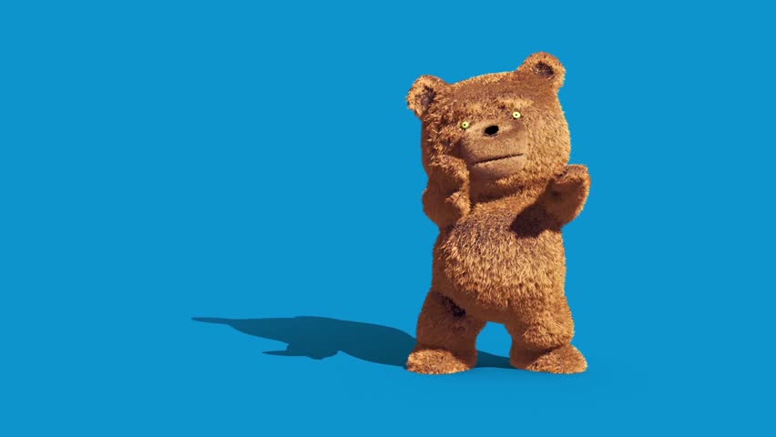 Teddy Bear Real Fur Dance Blue Screen Loop 3D Renderings Animations Royalty-Free Stock Footage #1007678656
