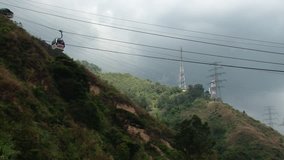 Cabel cars going both ways from and to national park El Avila in Caracas, Venezuela