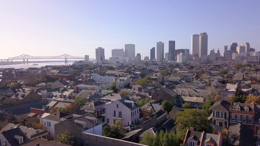 Aerial view of the beautiful French Quarter in New Orleans | Shutterstock HD Video #1007693812