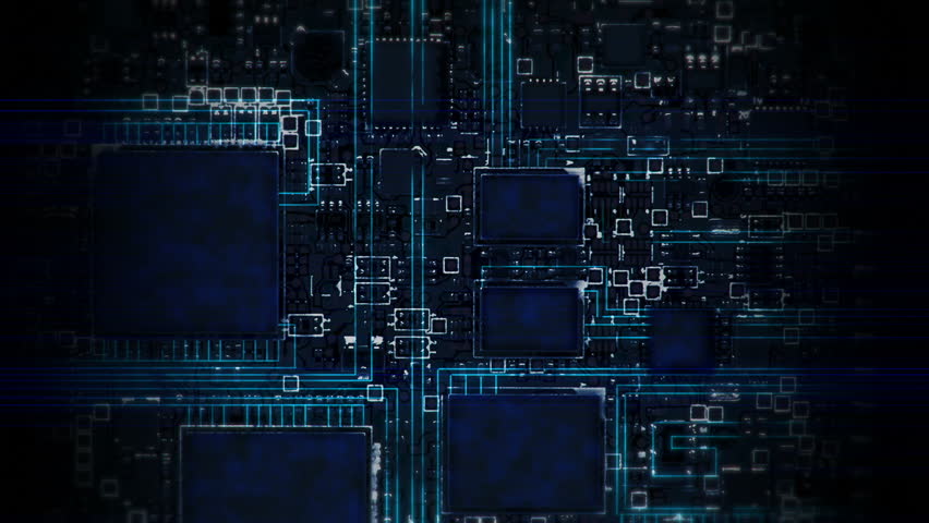 Big Data Streams Flow on Circuit Board -  Camera Moves from Right to Left Royalty-Free Stock Footage #1007710249
