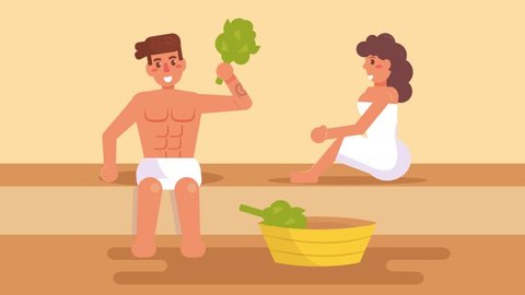  Man and a woman in sauna
