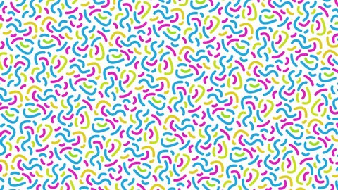 Retro Pop-Art 80's Memphis style pattern animation. Pink and blue squiggles on light background. Stop-frame video loop-ready clip.