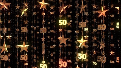 50th Anniversary Gold Stars 50 Fifty Birthday Background Animation Loop Celebration