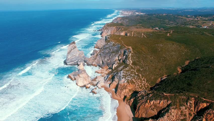 Praia da Ursa. Rocky beack of Atlantic ocean in Portugal.