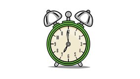 Old alarm clock rings. Cartoon colorful pop art style. 4K Video animation