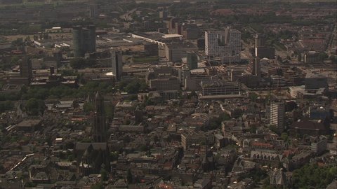 Aerial footage from Utrecht centre the Netherlands