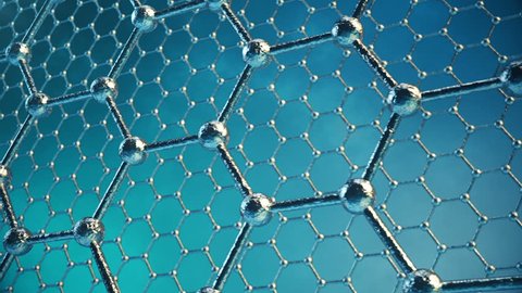 Graphene atom nanostructure loopable animation. Nanotube in form of honeycomb. Concept Nanotechnology and sciences