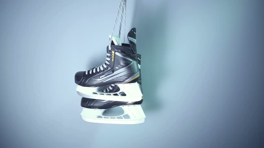 Ice Hockey Skates Hanging On Stock Footage Video (100% Royalty-free