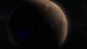 Mars Animation. Planet Mars in outer space, spinning around its axis with stars in the background