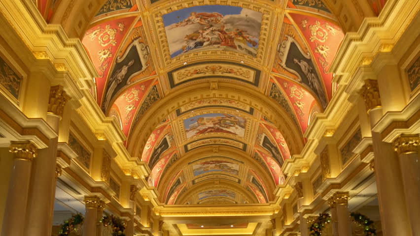 MACAU - DECEMBER 15 2016: bright illumination macau city famous hotel inside rooftop panorama 4k circa december 15 2016 macau.