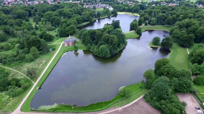 Fly above Frederiksborg, Denmark ( aerial footage )