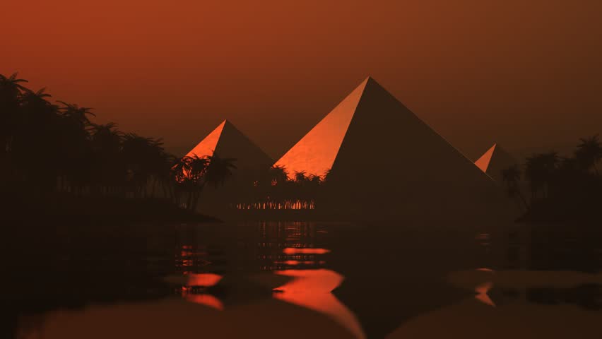Timelapse of a sunset over the pyramids.