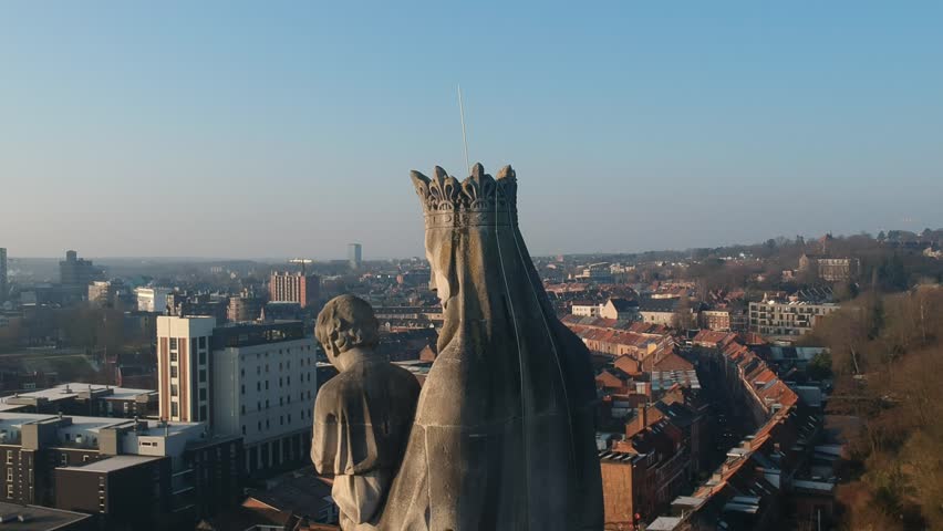 Aerial footage of Leuven, Belgium, shot from Keizerberg Abbey. 