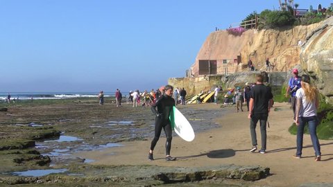 SANTA CRUZ, CA, USA - 30 APRIL 2017: Unidentified people at the SurfAid Cup 2017 at Pleasure Point in Santa Cruz, California, USA.