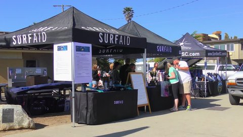 SANTA CRUZ, CA, USA - 30 APRIL 2017: Unidentified people at the SurfAid Cup 2017 at Pleasure Point in Santa Cruz, California, USA.